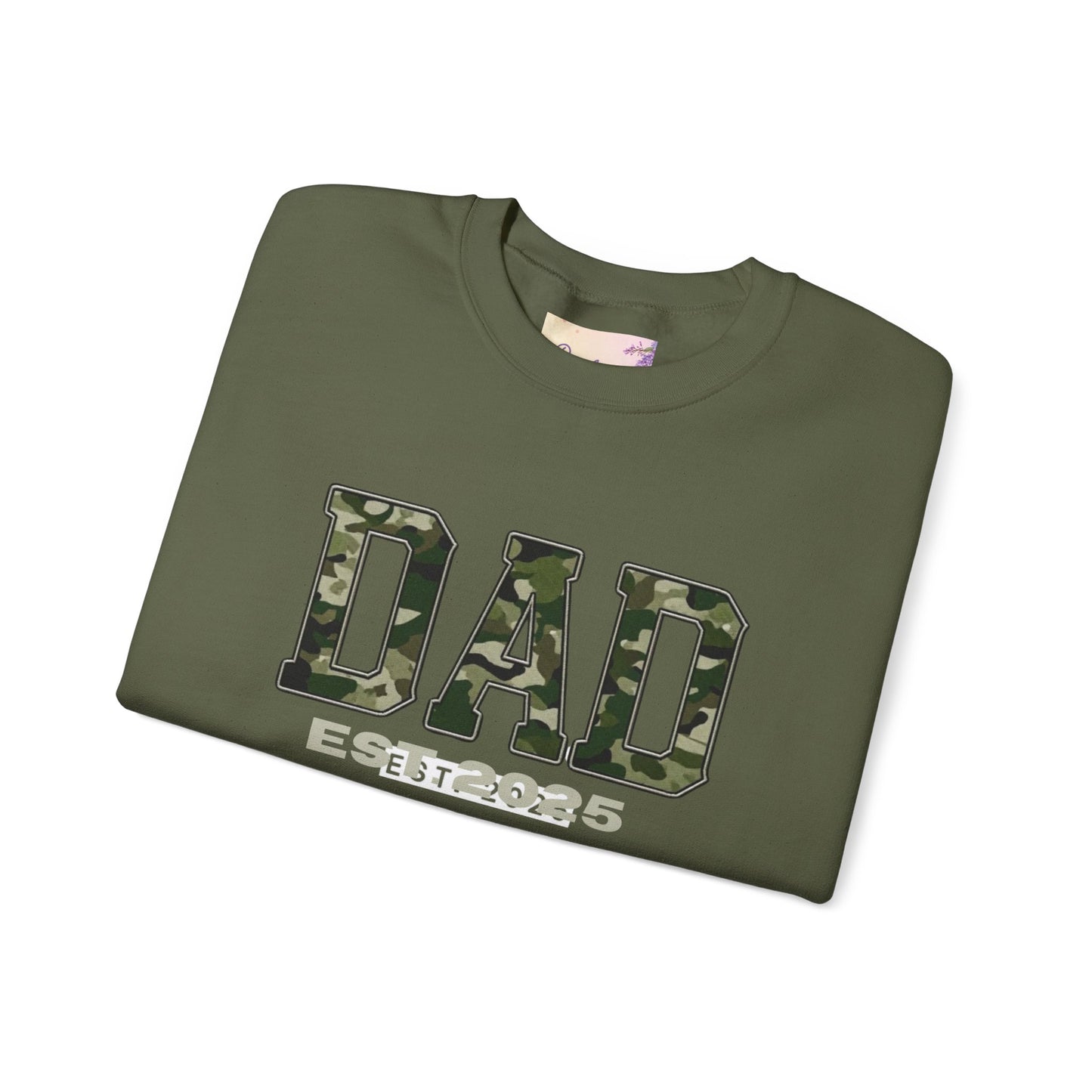 Camo Dad Crewneck Sweatshirt, Perfect Gift for New Dads, Family Gathering, Casual Style, Dad Established 2025, Unisex Sweatshirt