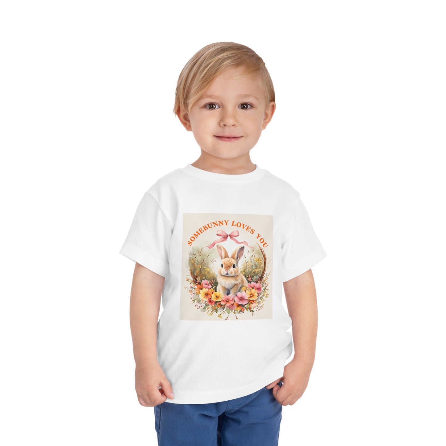 Toddler Short Sleeve Tee - 'Somebunny Loves You' Cute Bunny Design for Easter & Spring Celebrations