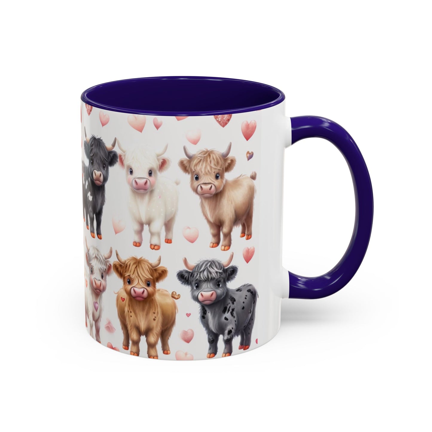 Valentines Mini Highland Cow Cermaic 11oz Color Mug Gift for Her, Him, Them, Child