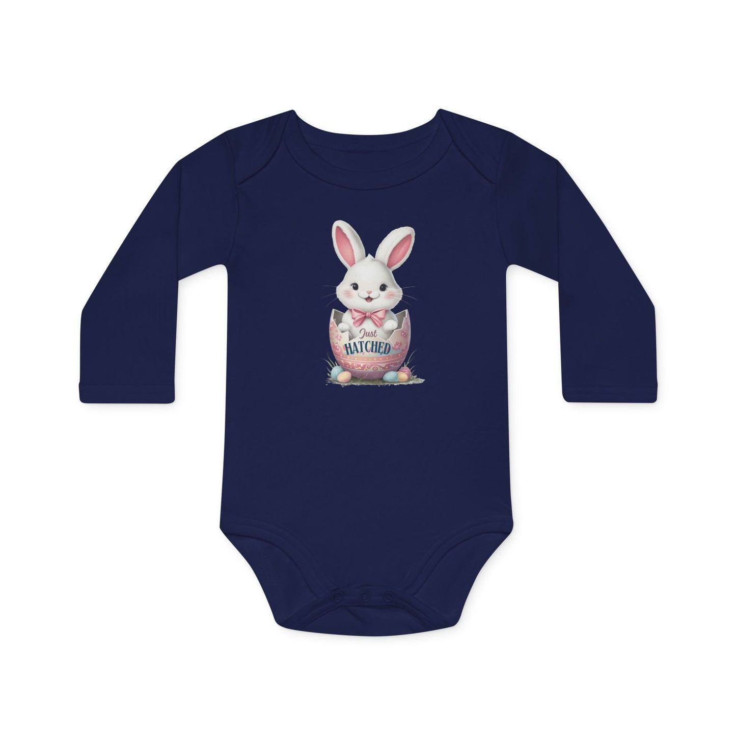 Cute Easter Bunny Organic Baby Bodysuit | Long Sleeve Infant Shirt