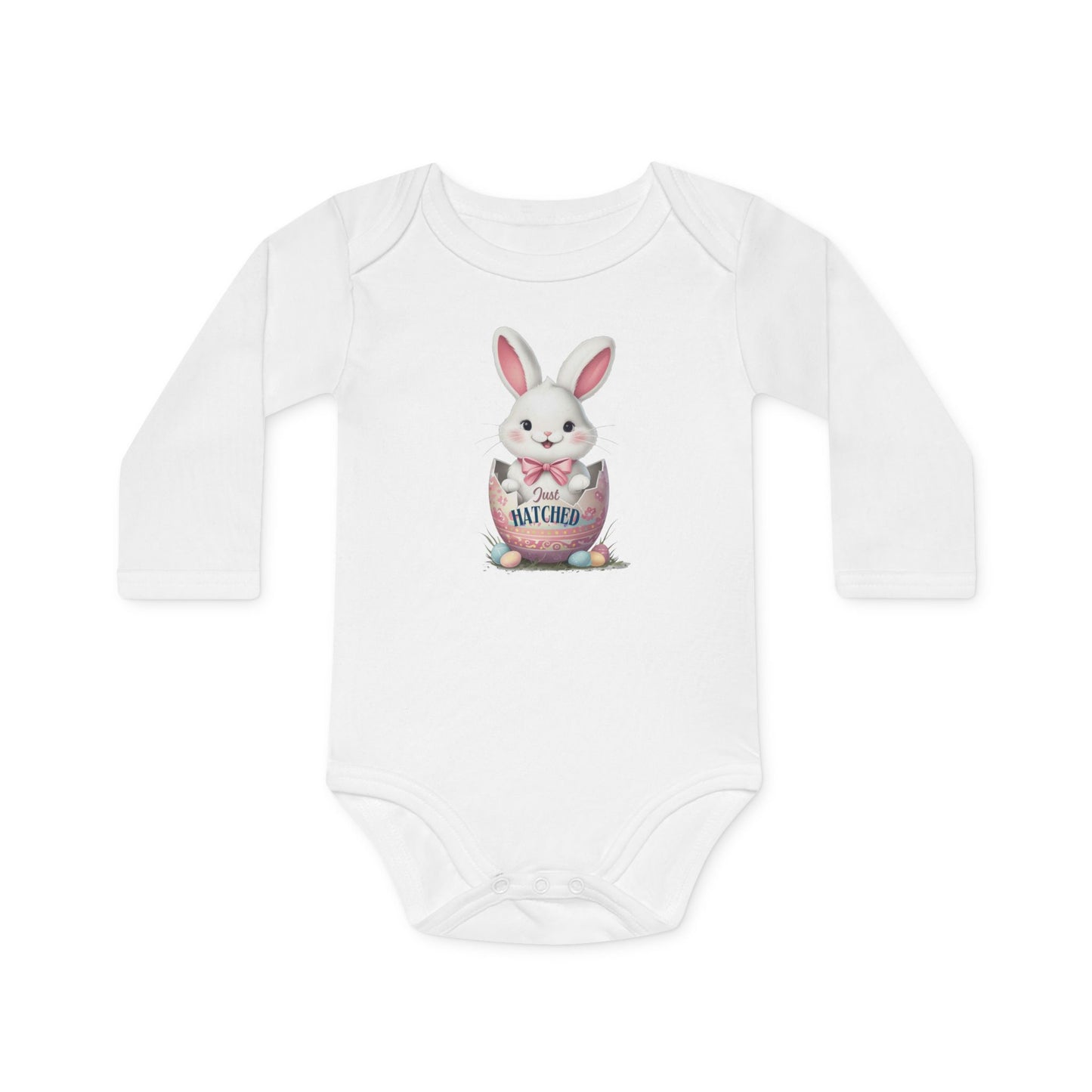 Cute Easter Bunny Organic Baby Bodysuit | Long Sleeve Infant Shirt