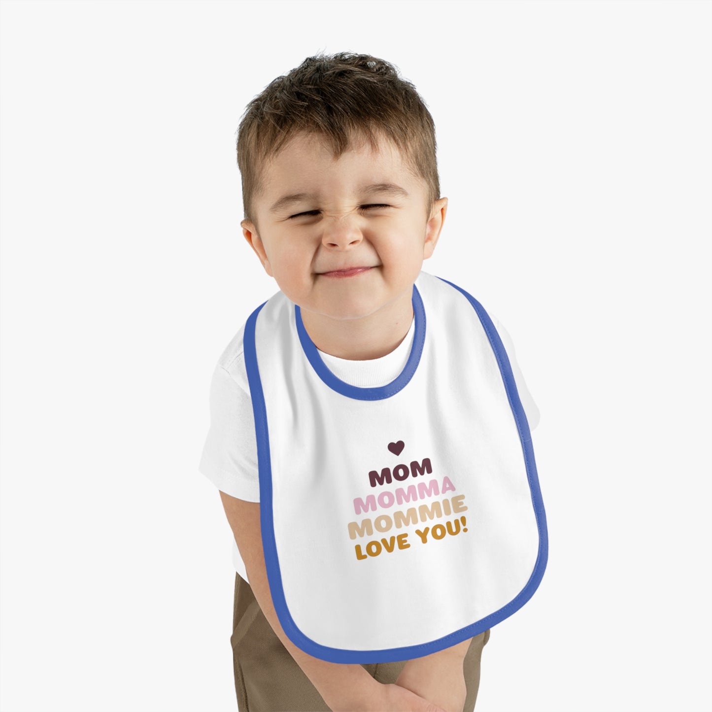 Cute 'Mom Love' Baby Bib – Perfect for New Moms and Gift Celebrations