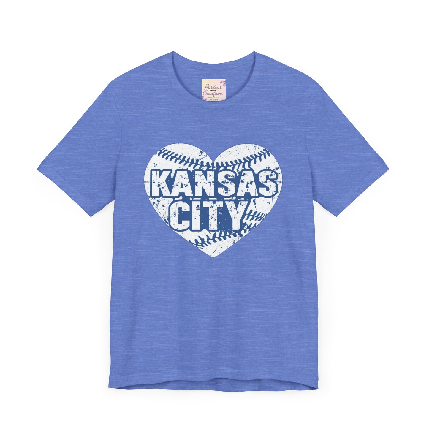 Kansas City Love Baseball Tee, Sports Fan T-shirt, Gift for Baseball Lovers, Summer Casual Top, Heart Design Shirt