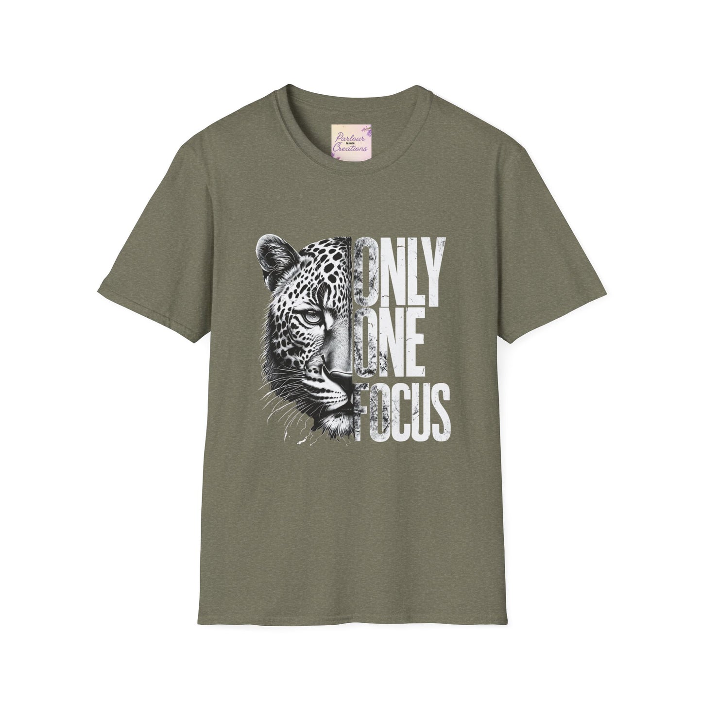 Only One Focus Leopard Graphic T-Shirt - Unisex Softstyle Tee for Animal Lovers