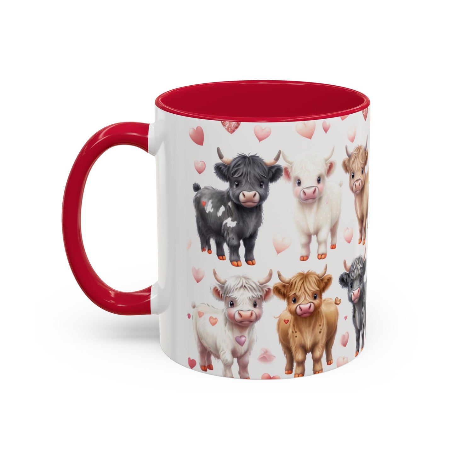 Valentines Mini Highland Cow Cermaic 11oz Color Mug Gift for Her, Him, Them, Child