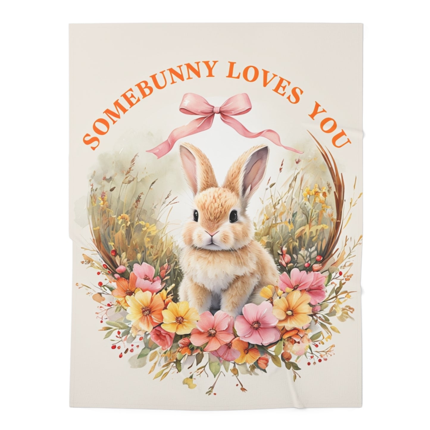 Somebunny Loves You Baby Swaddle Blanket – Adorable Floral Rabbit Design