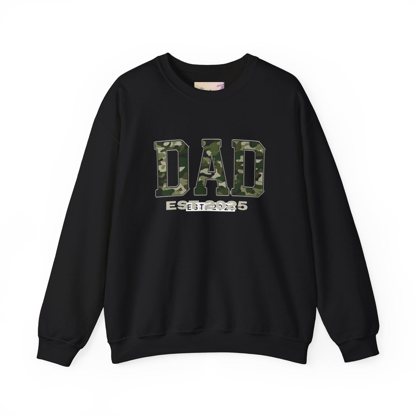 Camo Dad Crewneck Sweatshirt, Perfect Gift for New Dads, Family Gathering, Casual Style, Dad Established 2025, Unisex Sweatshirt