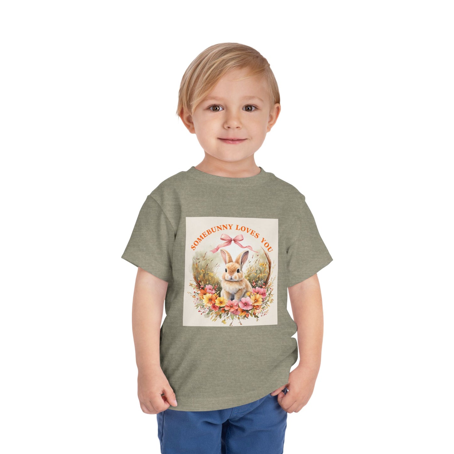 Toddler Short Sleeve Tee - 'Somebunny Loves You' Cute Bunny Design for Easter & Spring Celebrations