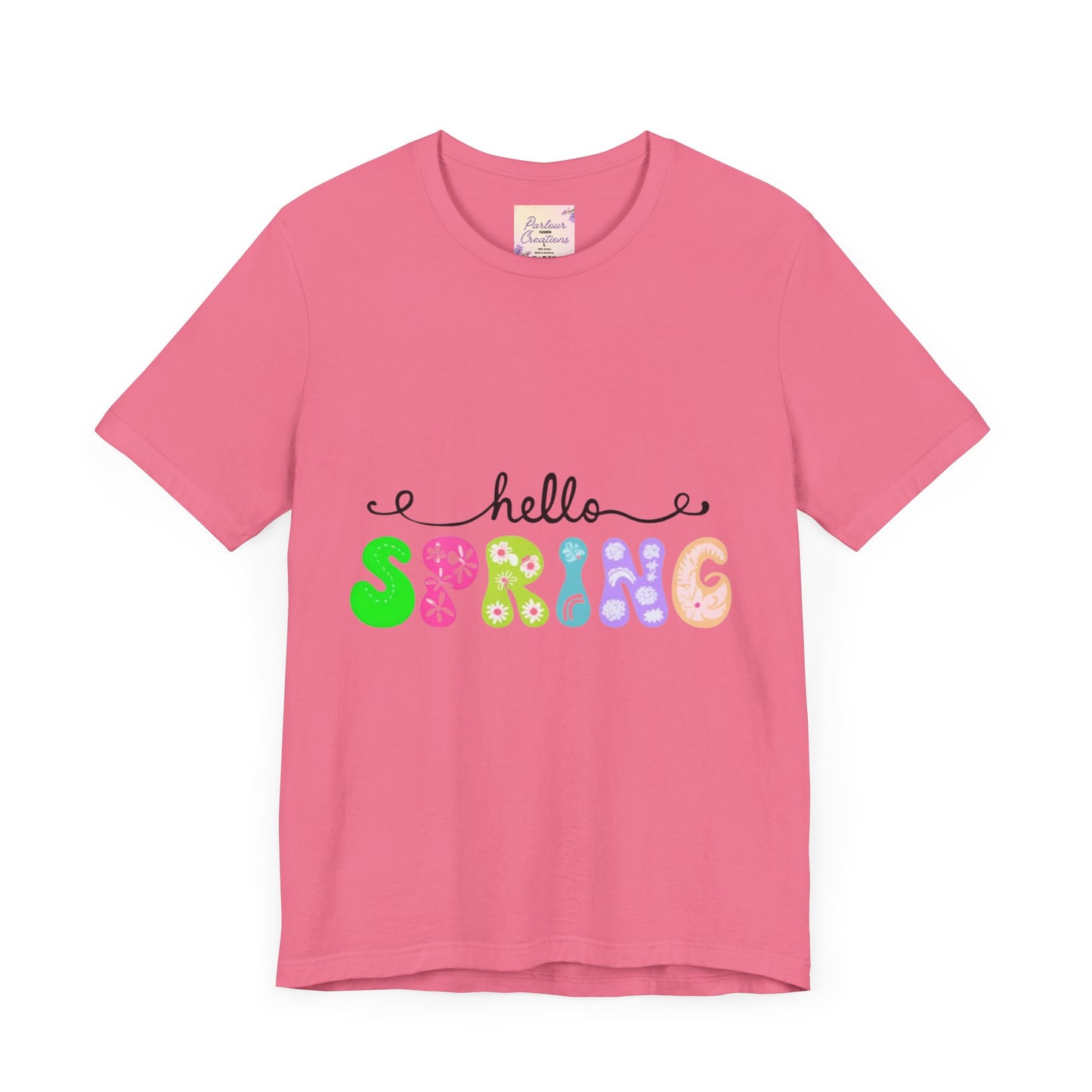 Hello Spring Unisex Jersey Short Sleeve Tee | Spring Shirts, Seasonal Apparel, Cute Tees, Gift for Her, Flower Graphic Tee