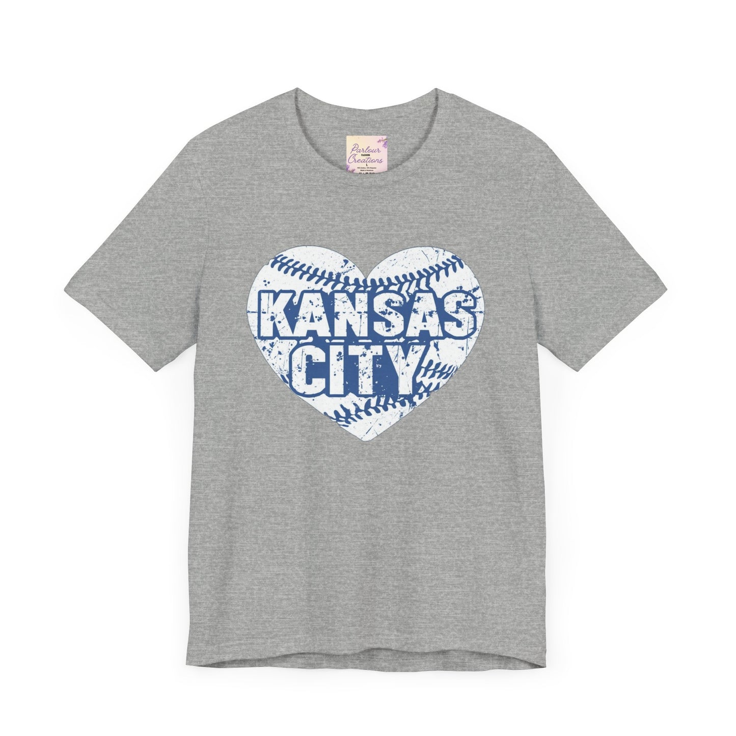 Kansas City Love Baseball Tee, Sports Fan T-shirt, Gift for Baseball Lovers, Summer Casual Top, Heart Design Shirt