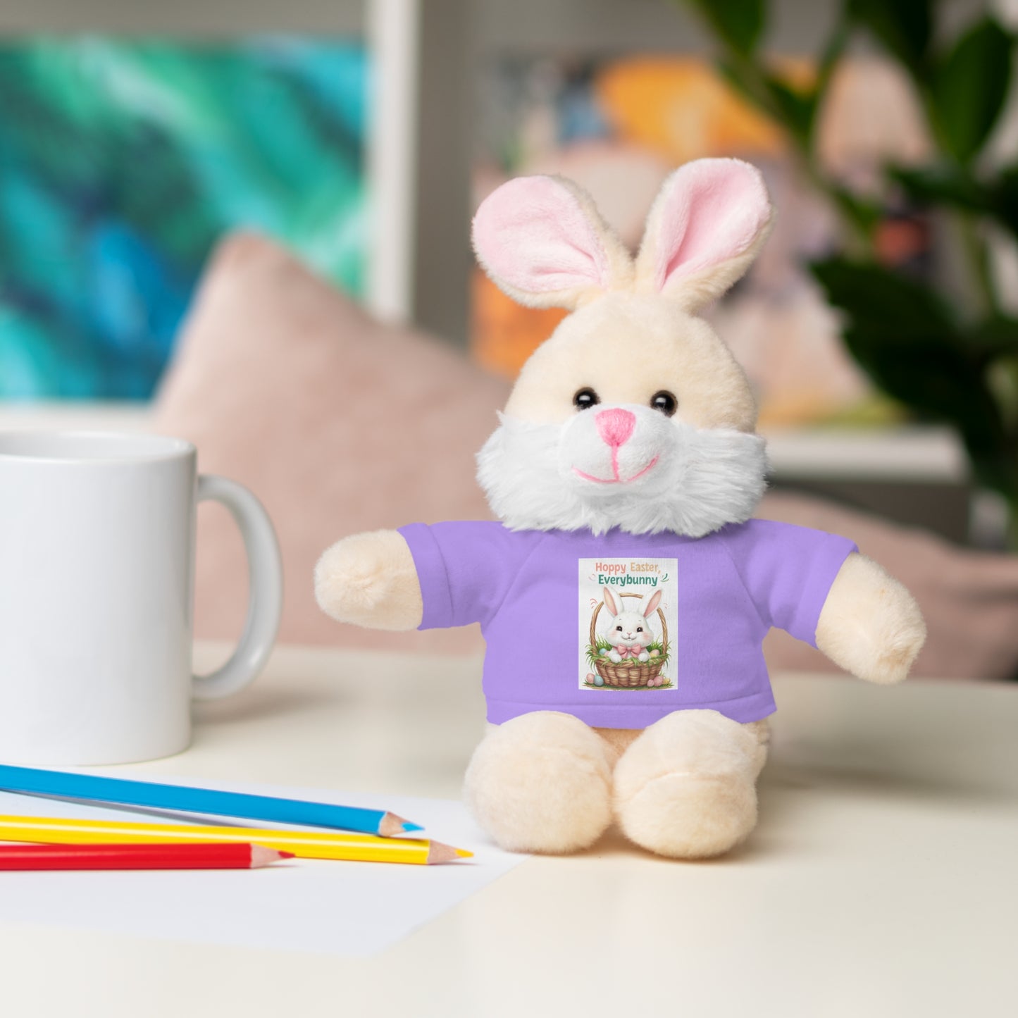 "Hoppy Easter" Easter Stuffed Animal Tee Bear - Perfect Gift for Kids