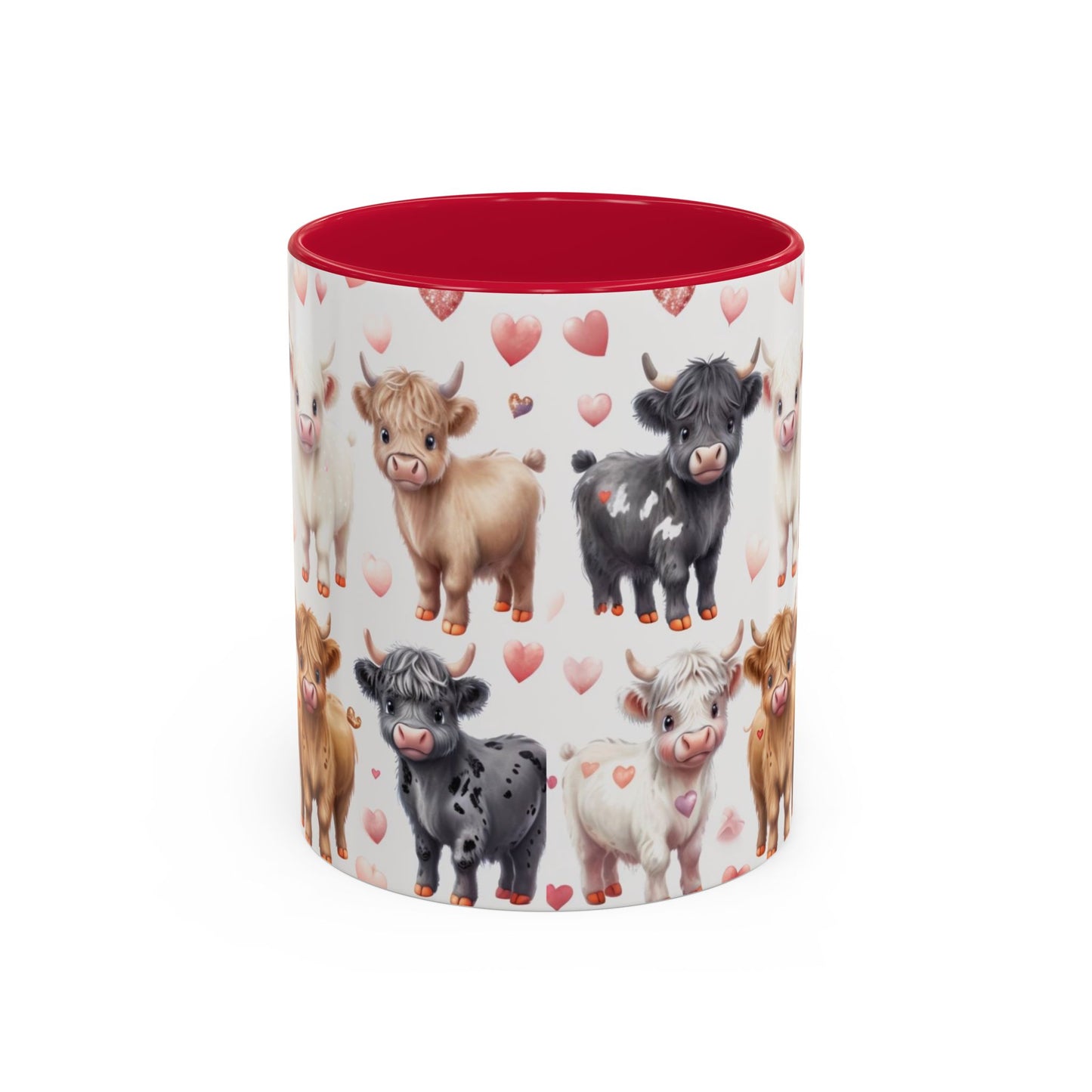 Valentines Mini Highland Cow Cermaic 11oz Color Mug Gift for Her, Him, Them, Child