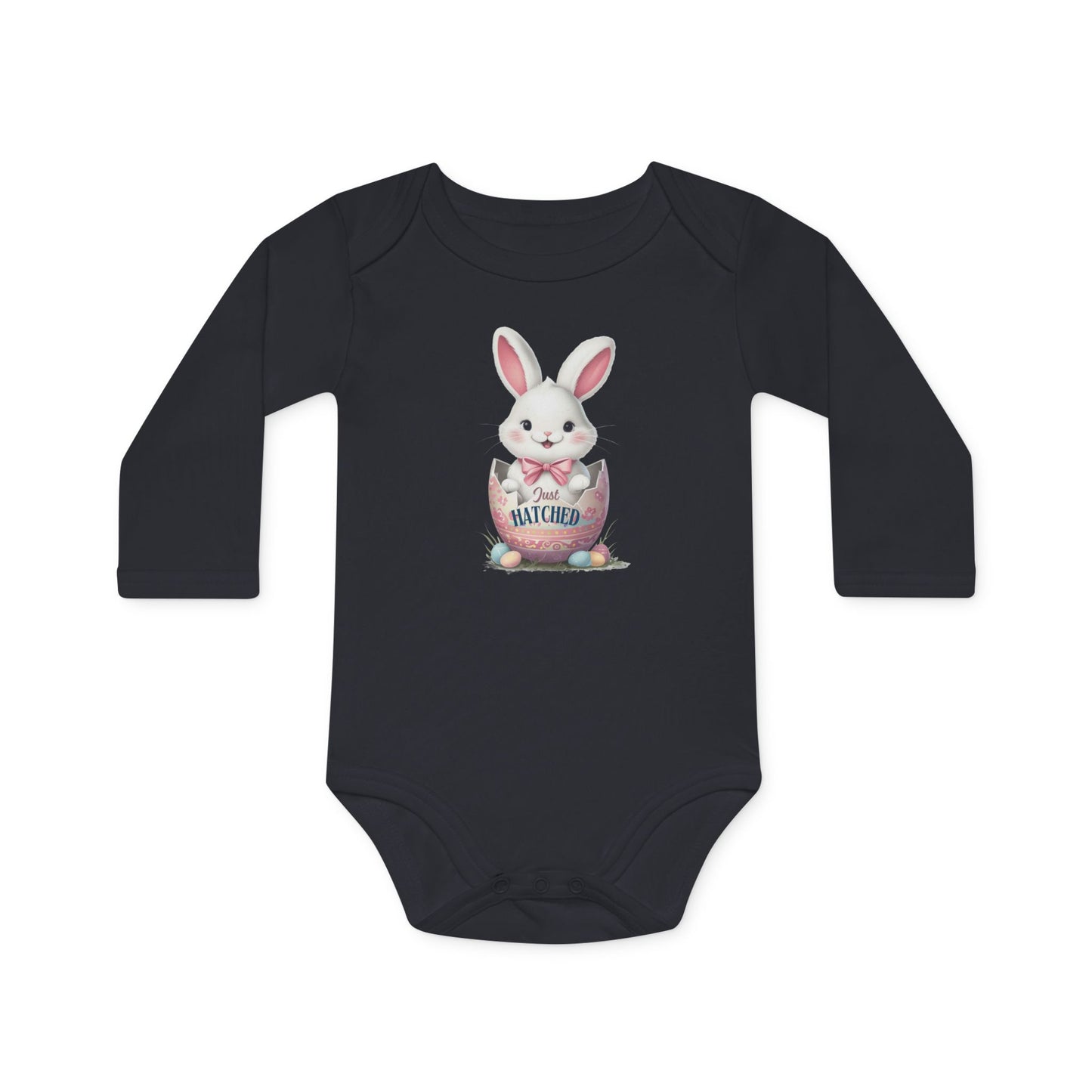 Cute Easter Bunny Organic Baby Bodysuit | Long Sleeve Infant Shirt