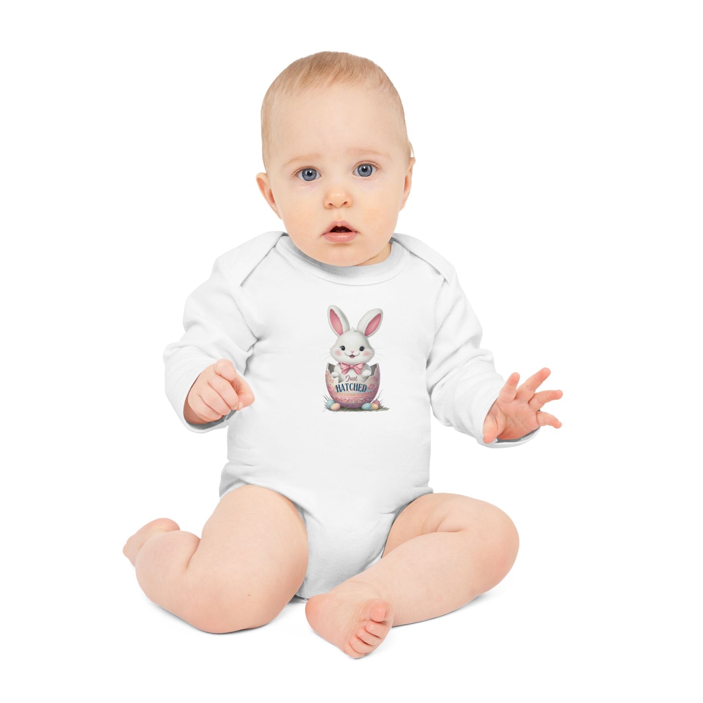 Cute Easter Bunny Organic Baby Bodysuit | Long Sleeve Infant Shirt