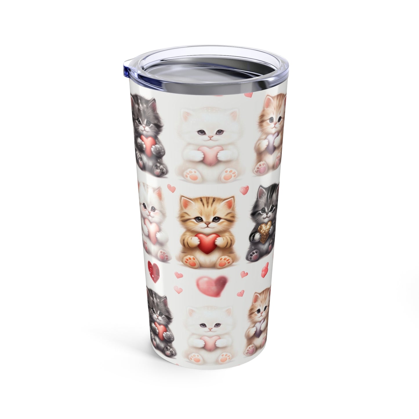 Cat Lover Tumbler, Personalized Sweetheart Kitten 20oz Tumbler, Valentine Gift for Her, Him, Them, Child, Custom Cat Drinkware, Cute Animal