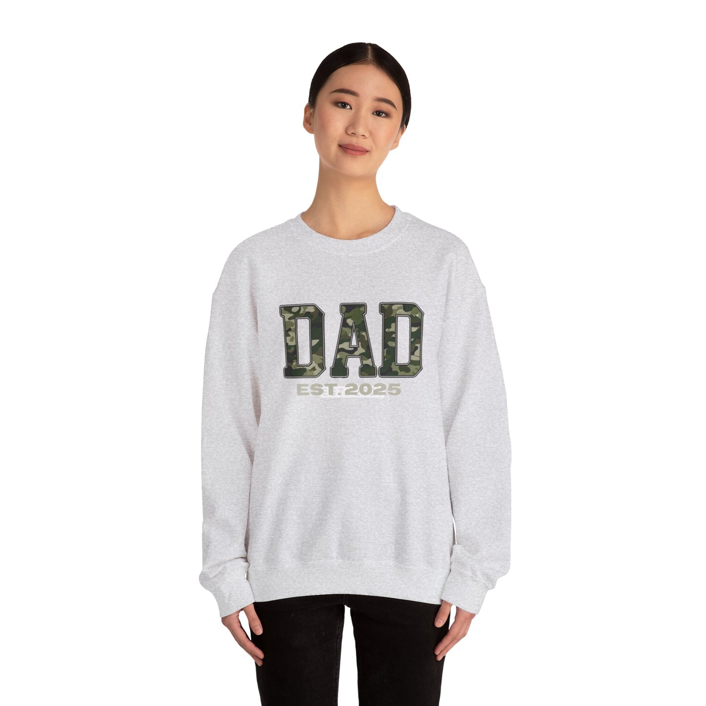 Camo Dad Crewneck Sweatshirt, Perfect Gift for New Dads, Family Gathering, Casual Style, Dad Established 2025, Unisex Sweatshirt