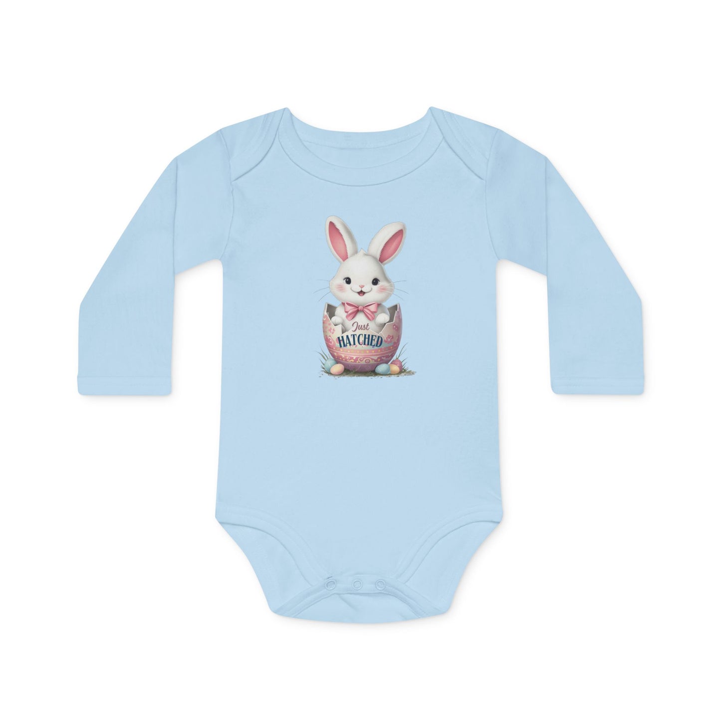 Cute Easter Bunny Organic Baby Bodysuit | Long Sleeve Infant Shirt