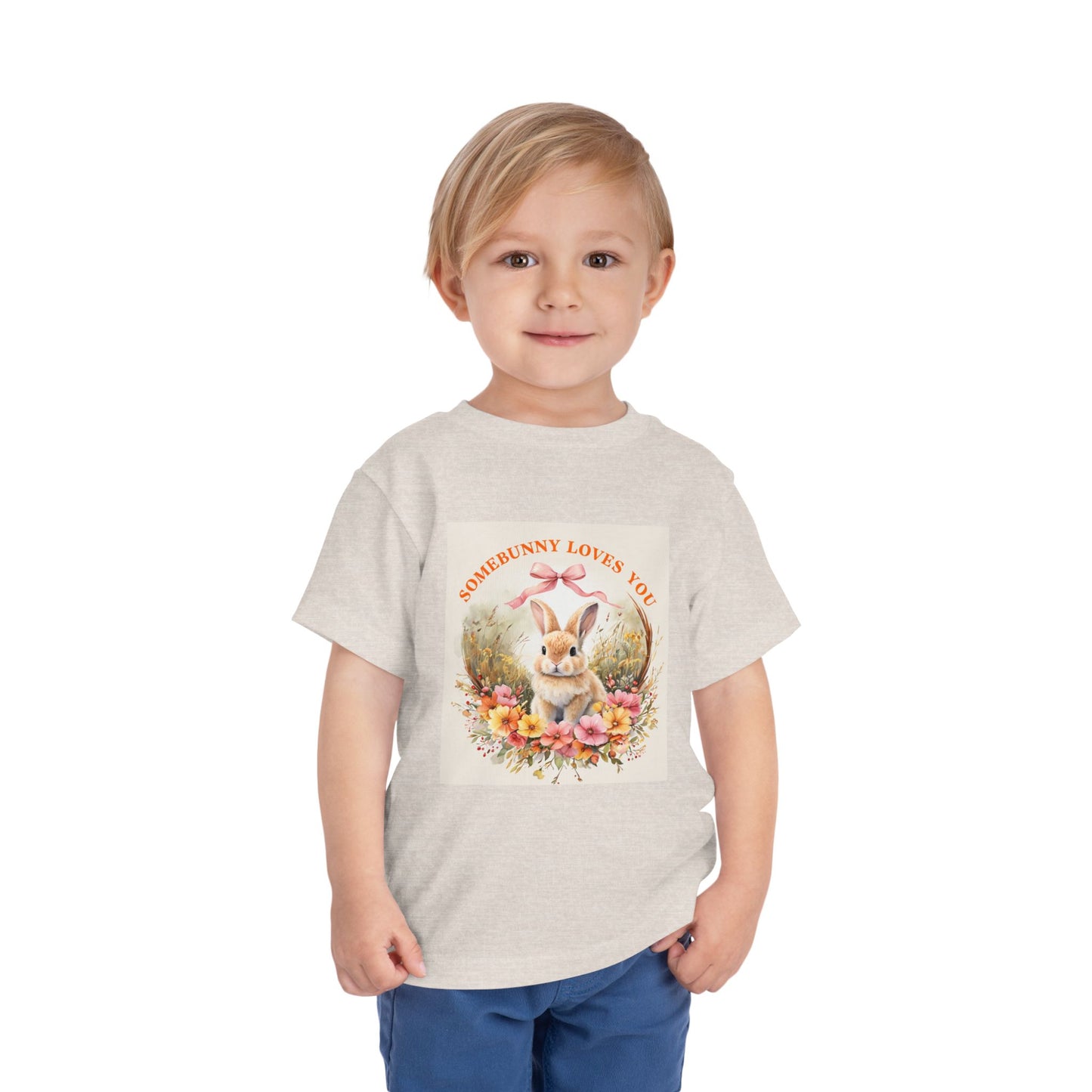 Toddler Short Sleeve Tee - 'Somebunny Loves You' Cute Bunny Design for Easter & Spring Celebrations