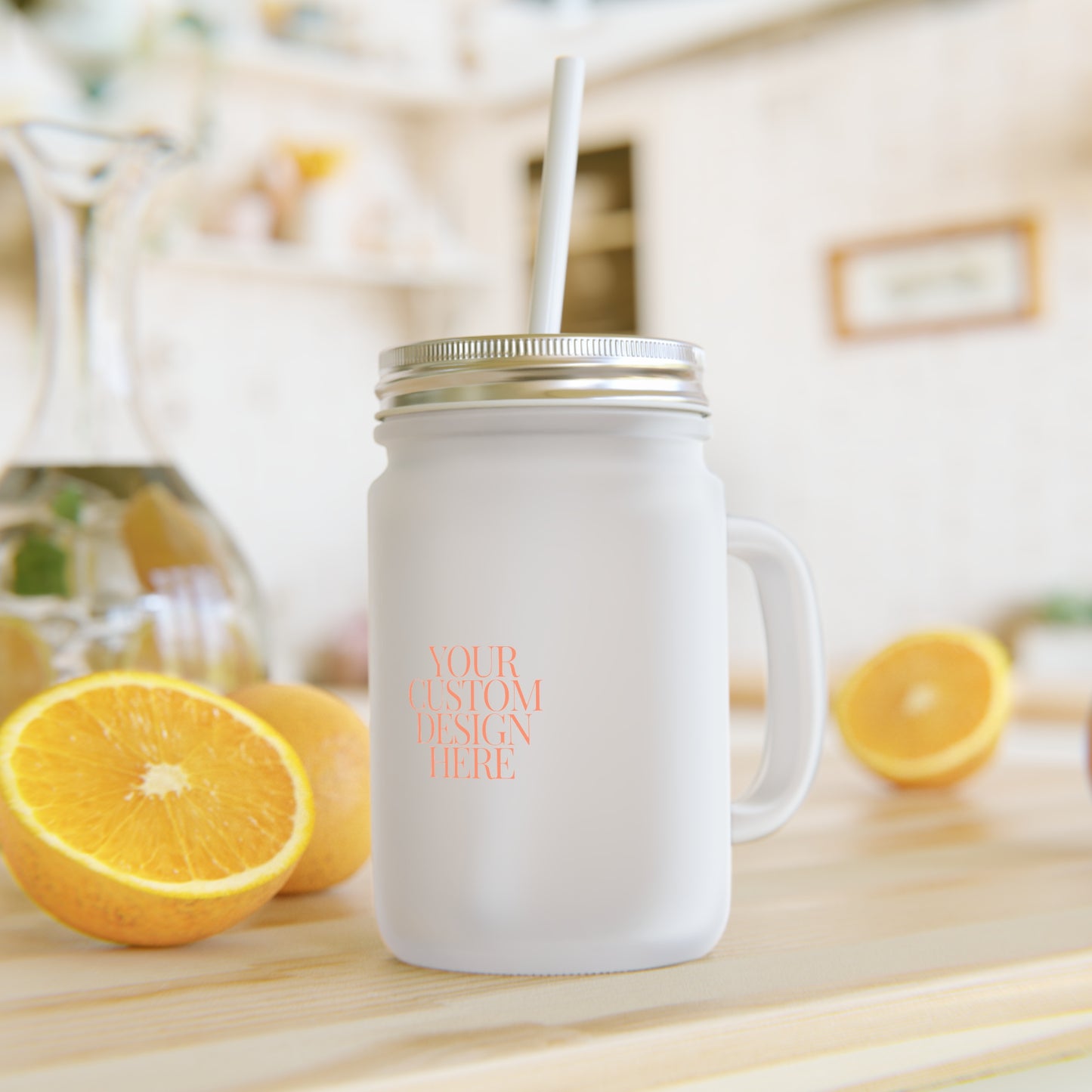 Customizable Frosted Mason Jar with Straw - Perfect for Parties & Gifts