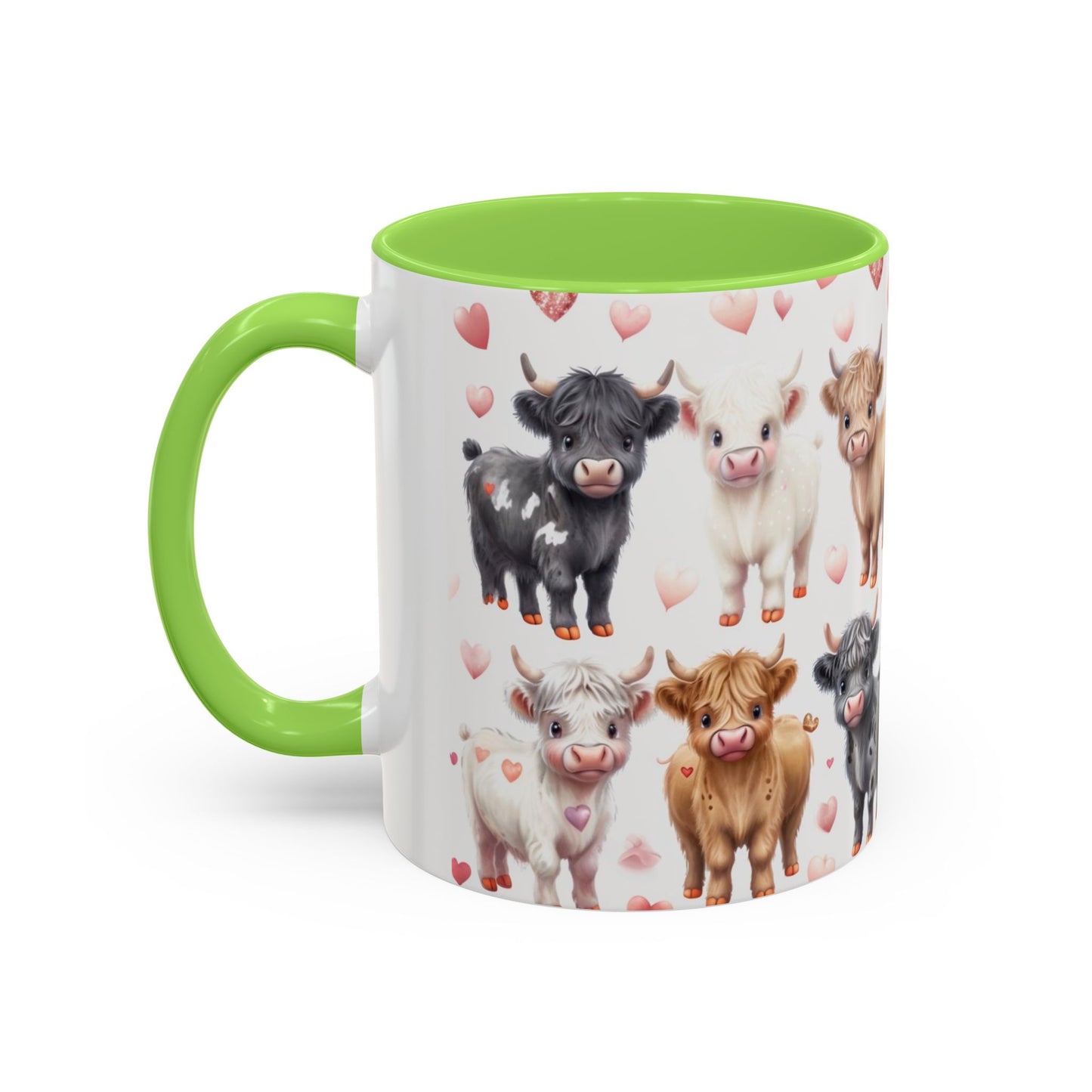 Valentines Mini Highland Cow Cermaic 11oz Color Mug Gift for Her, Him, Them, Child