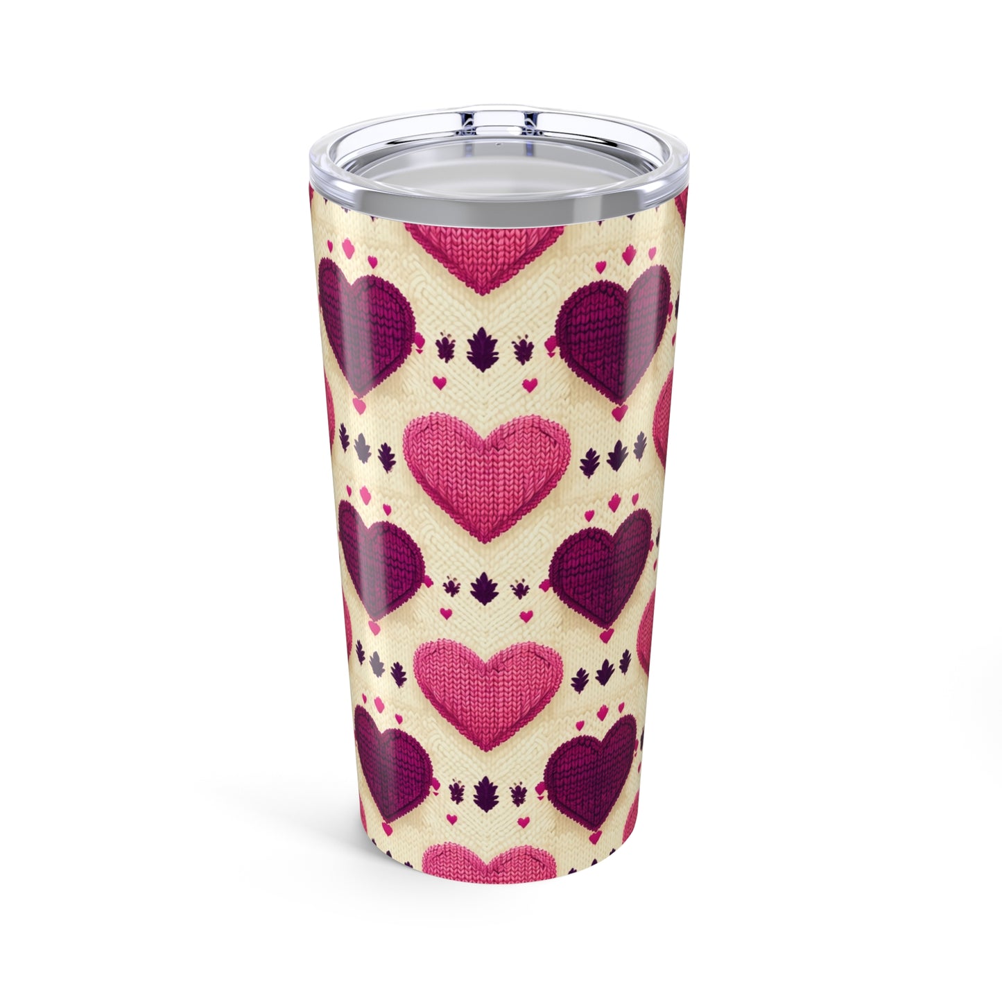 Heart Sweater 20oz Tumbler - Valentine Gift for Her Him Them Child, Holiday Cup, Love Mug, Cute Drinkware, Heart Pattern Travel Cup