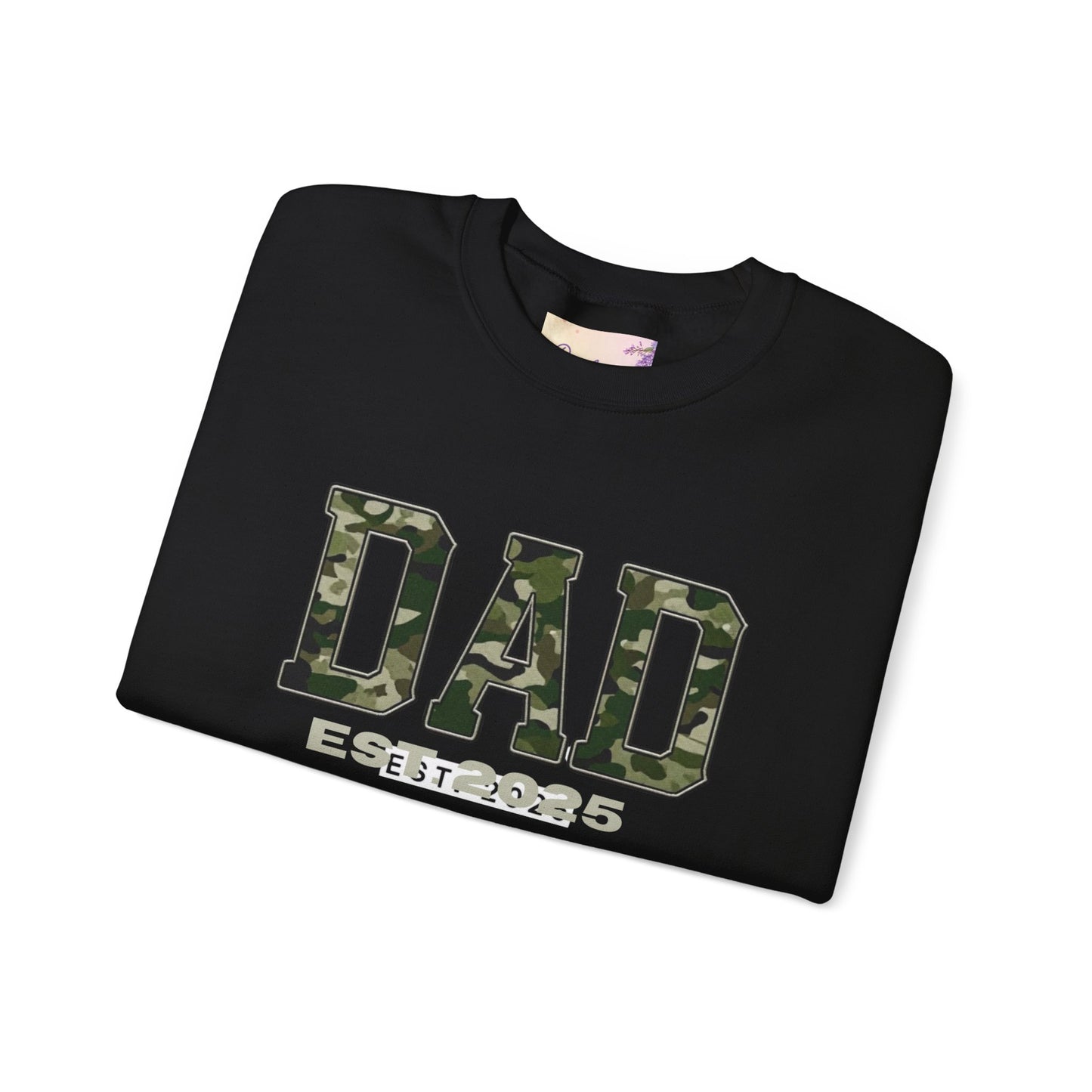 Camo Dad Crewneck Sweatshirt, Perfect Gift for New Dads, Family Gathering, Casual Style, Dad Established 2025, Unisex Sweatshirt