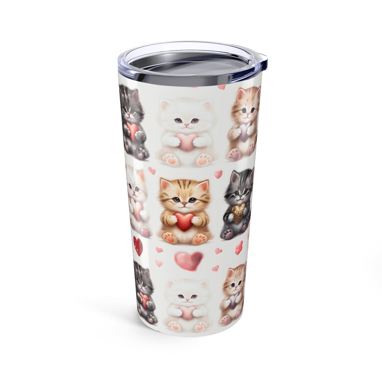 Cat Lover Tumbler, Personalized Sweetheart Kitten 20oz Tumbler, Valentine Gift for Her, Him, Them, Child, Custom Cat Drinkware, Cute Animal