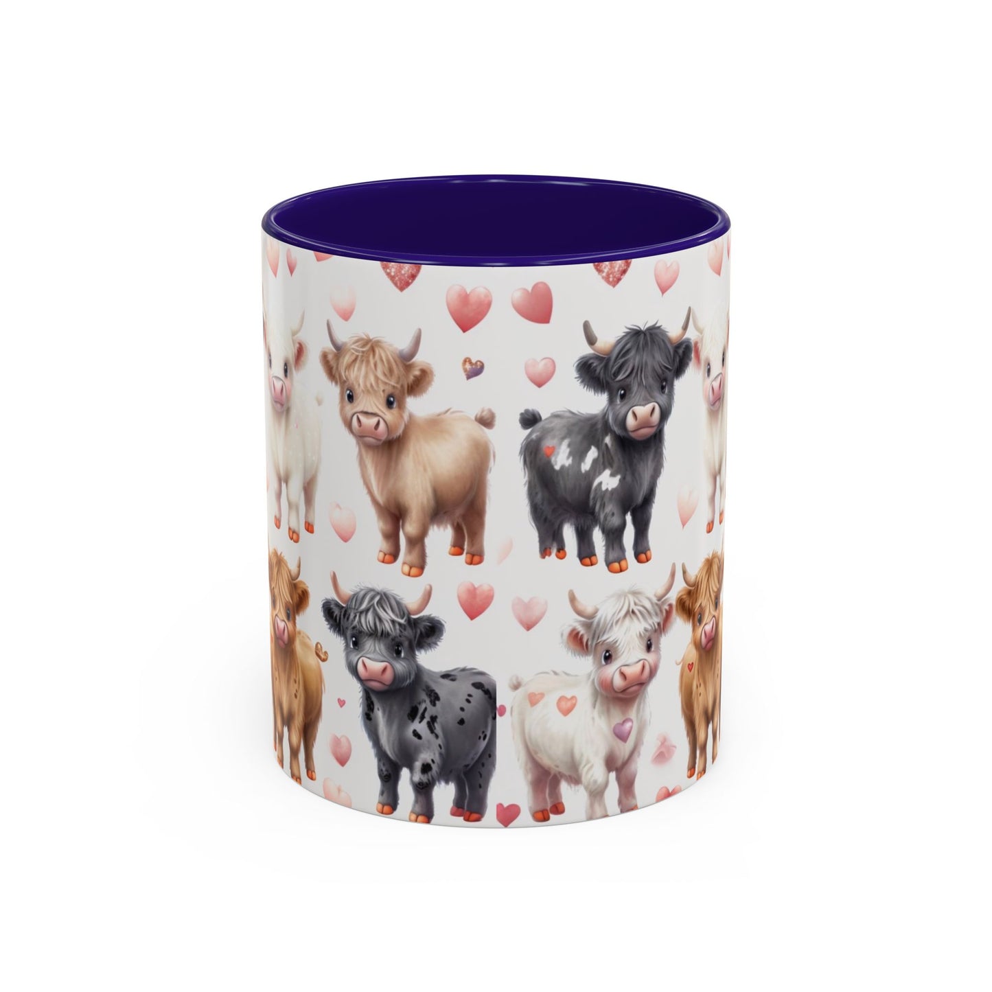 Valentines Mini Highland Cow Cermaic 11oz Color Mug Gift for Her, Him, Them, Child