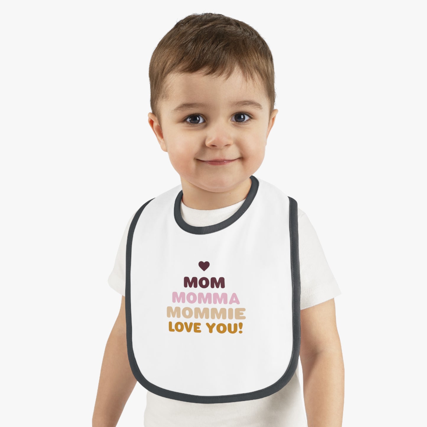 Cute 'Mom Love' Baby Bib – Perfect for New Moms and Gift Celebrations