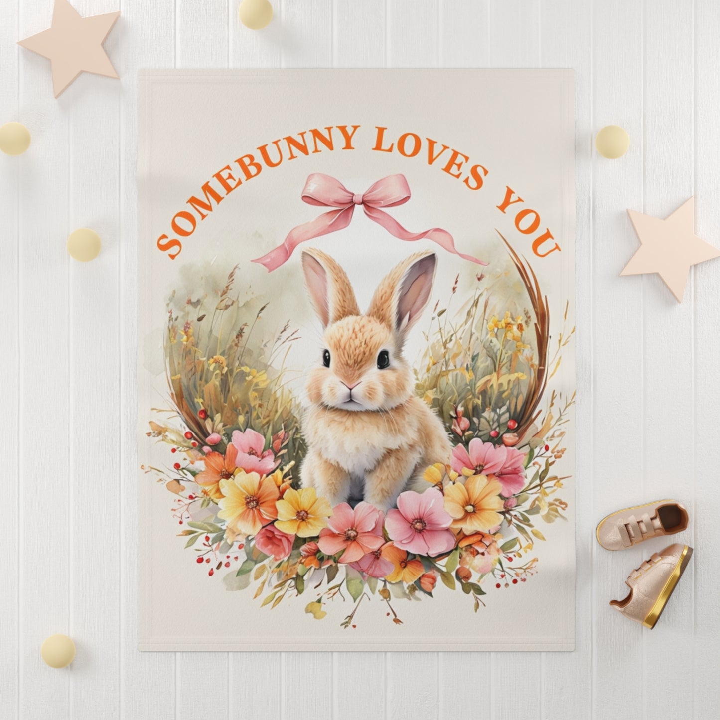 Soft Fleece Baby Blanket - Adorable Rabbit Design - Perfect for Spring Celebrations