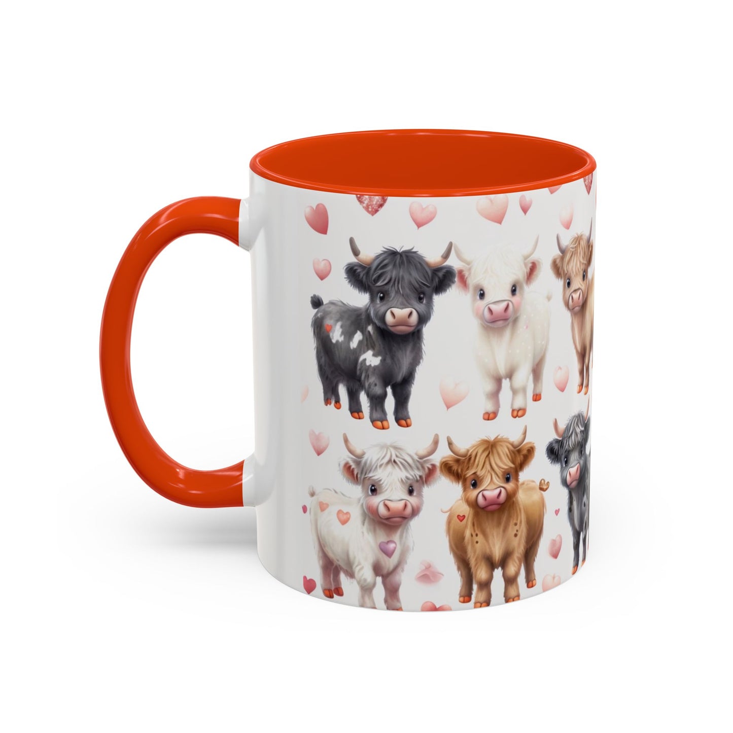 Valentines Mini Highland Cow Cermaic 11oz Color Mug Gift for Her, Him, Them, Child