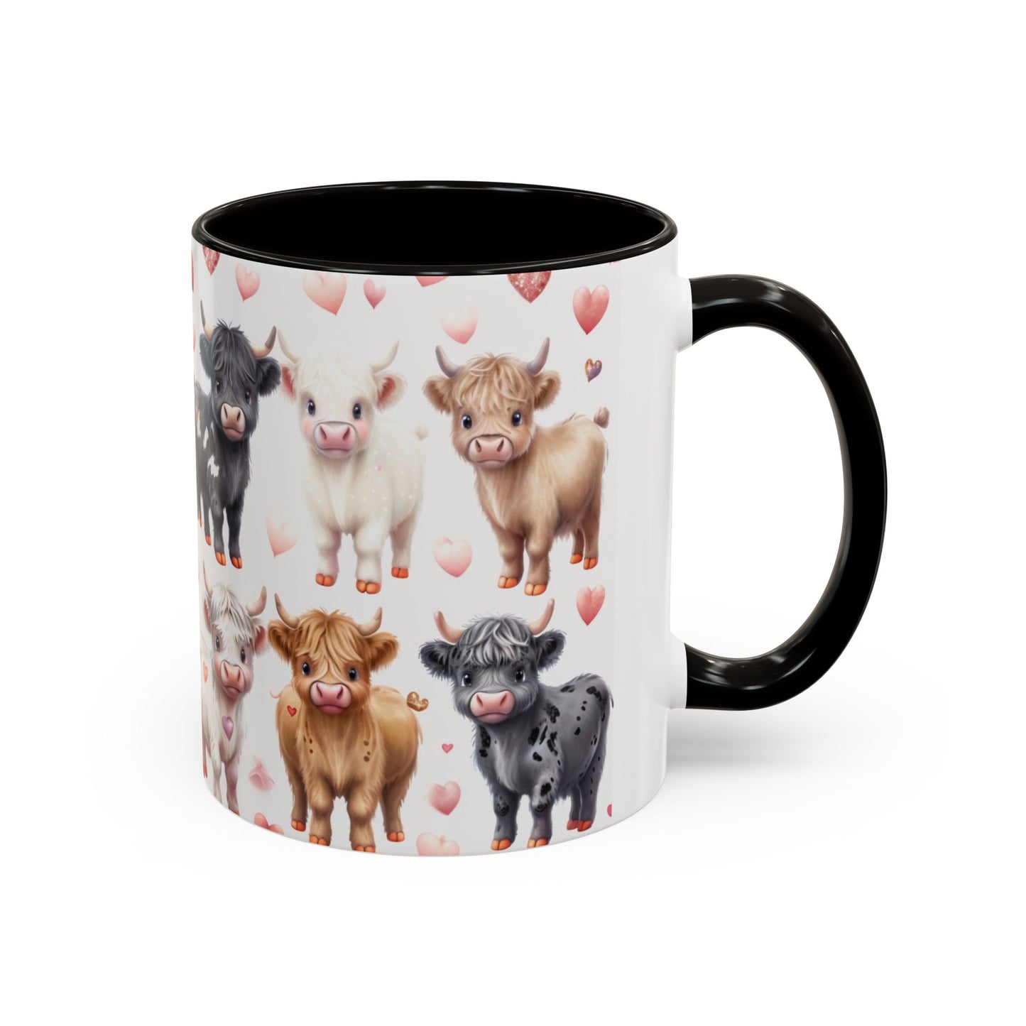 Valentines Mini Highland Cow Cermaic 11oz Color Mug Gift for Her, Him, Them, Child