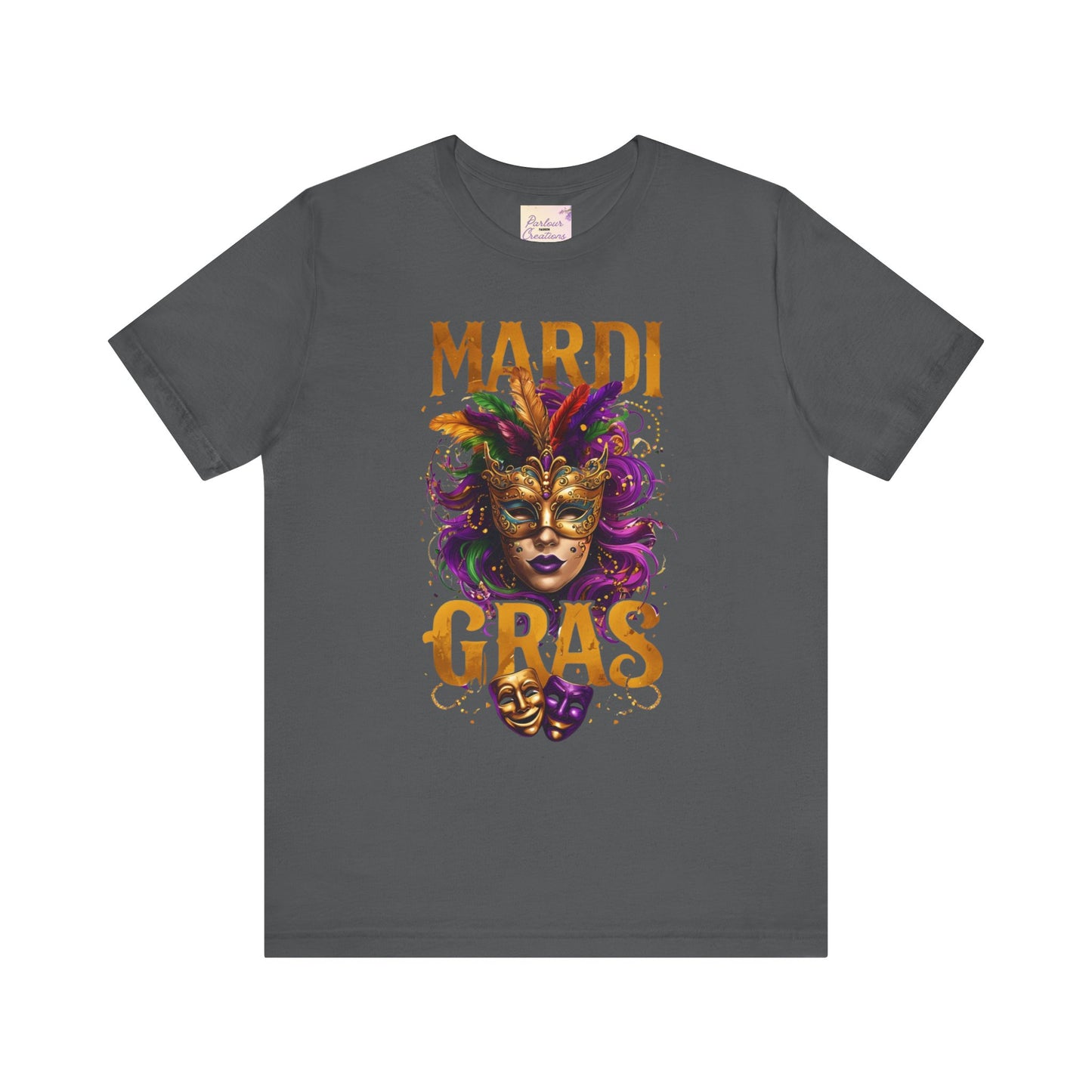 Mardi Gras Unisex Tee, festive t-shirt, carnival shirt, party apparel, mask design, celebration outfit