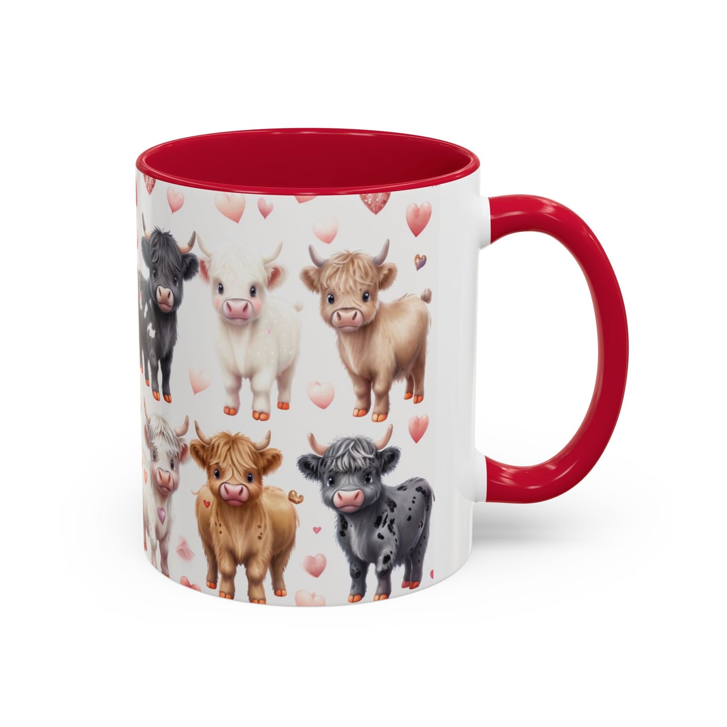 Valentines Mini Highland Cow Cermaic 11oz Color Mug Gift for Her, Him, Them, Child