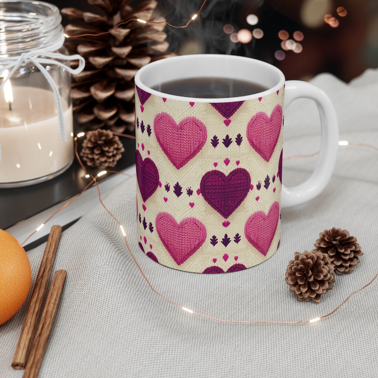 Heart Sweater Ceramic Mug 11oz Gift for Her Him Them Child Valentines Love