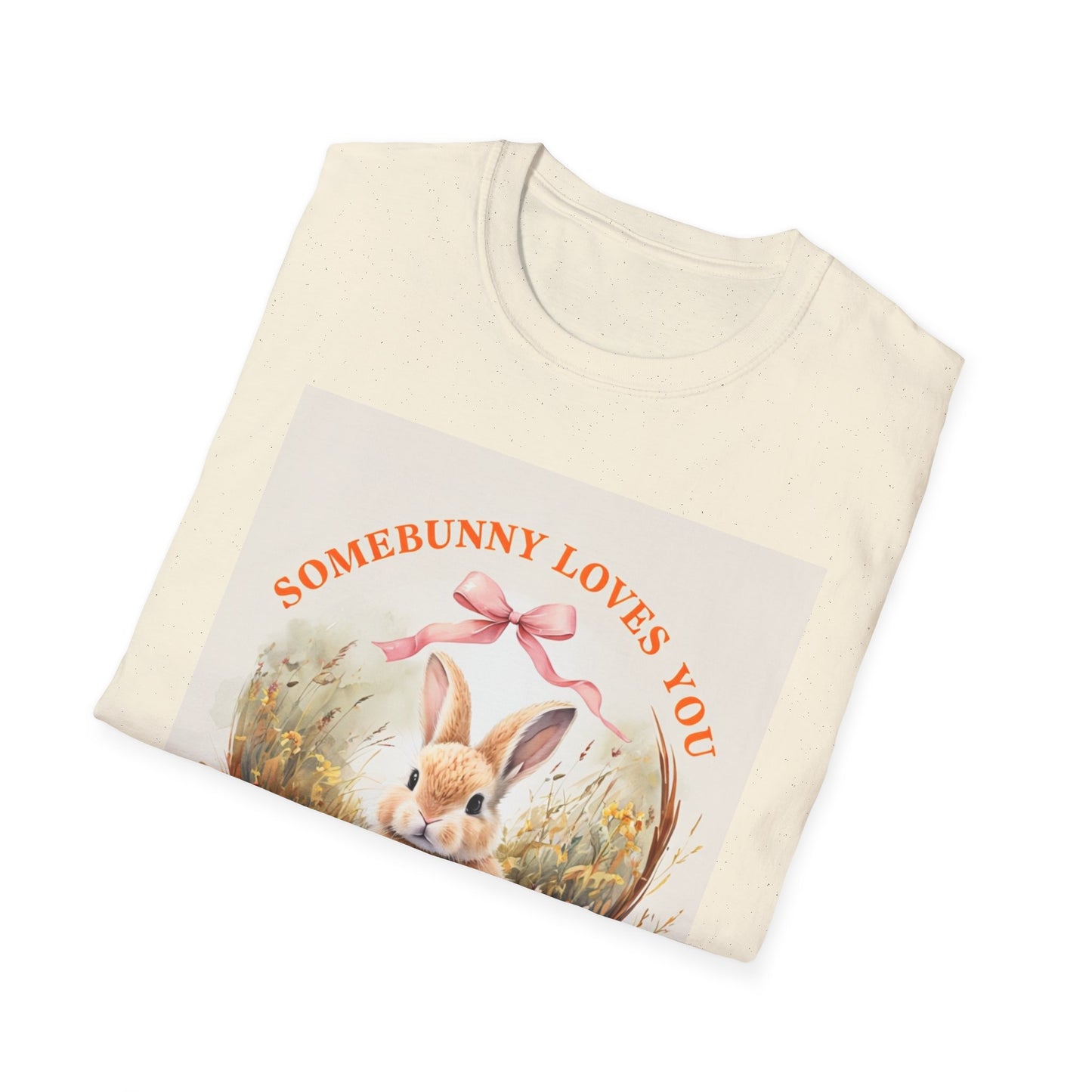 Unisex Softstyle T-Shirt - 'Somebunny Loves You' Floral Bunny Design for Easter