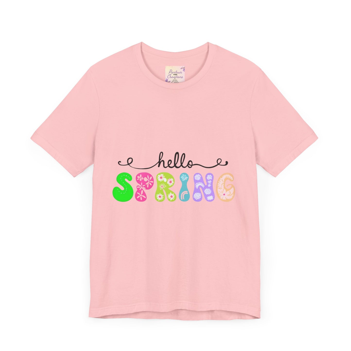 Hello Spring Unisex Jersey Short Sleeve Tee | Spring Shirts, Seasonal Apparel, Cute Tees, Gift for Her, Flower Graphic Tee