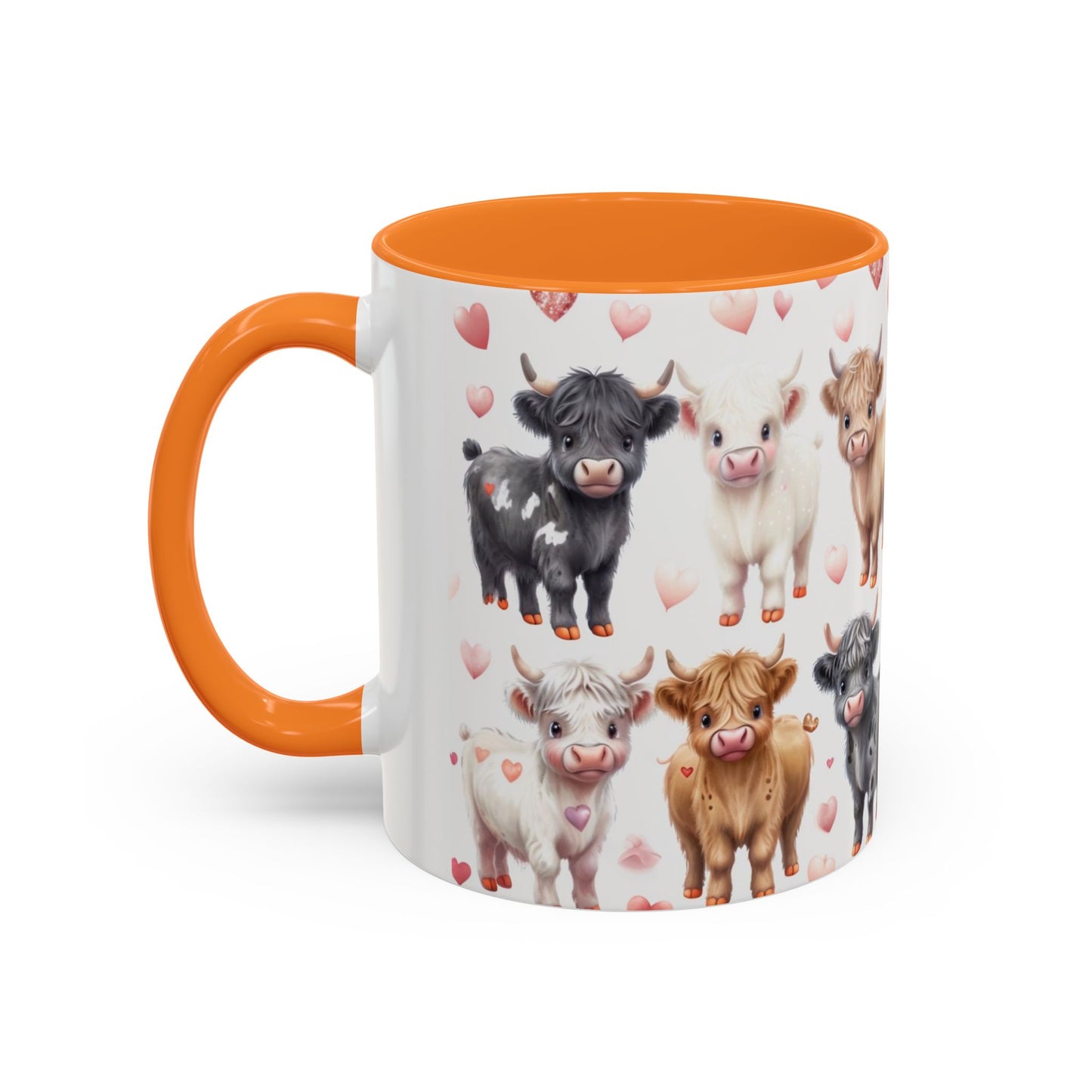 Valentines Mini Highland Cow Cermaic 11oz Color Mug Gift for Her, Him, Them, Child