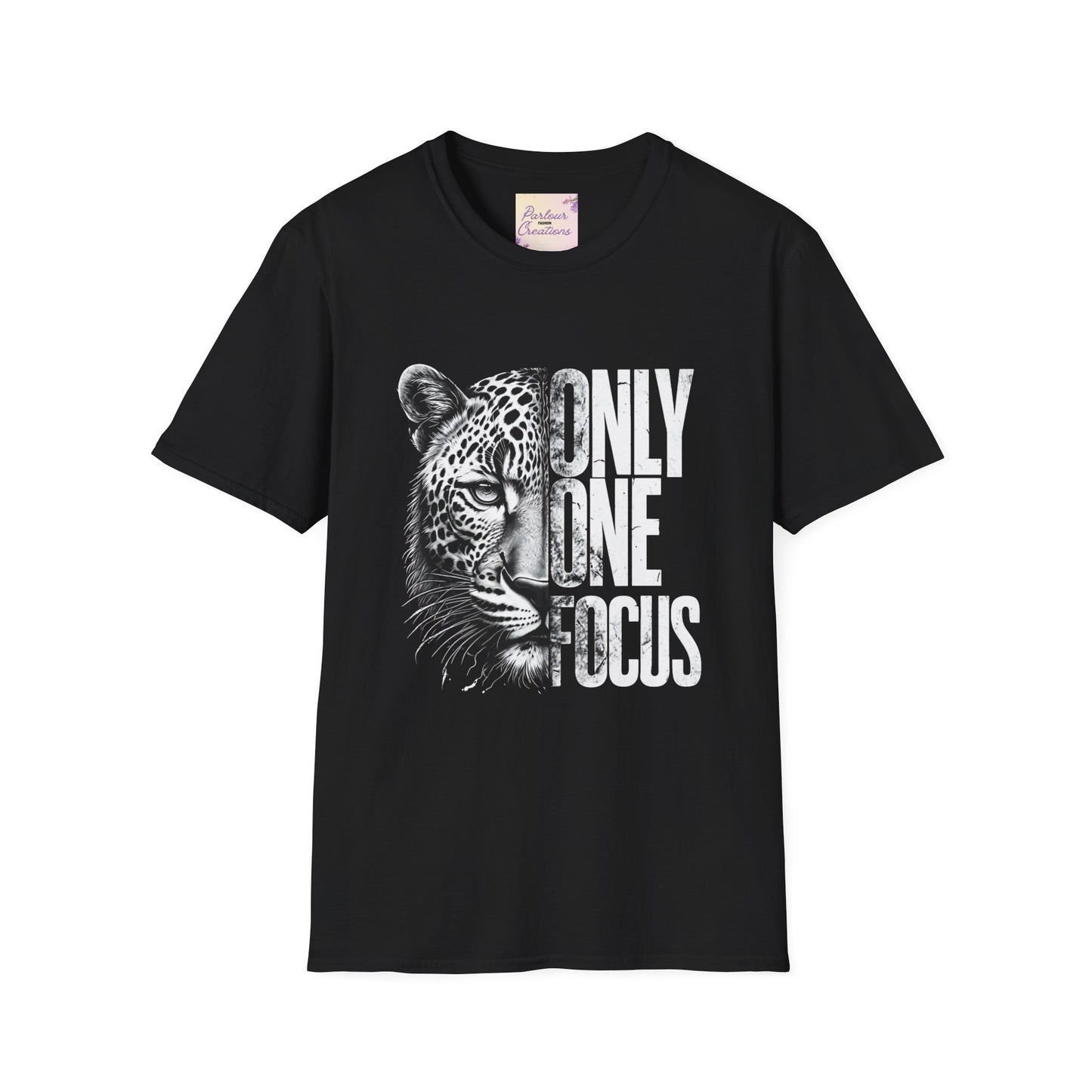 Only One Focus Leopard Graphic T-Shirt - Unisex Softstyle Tee for Animal Lovers