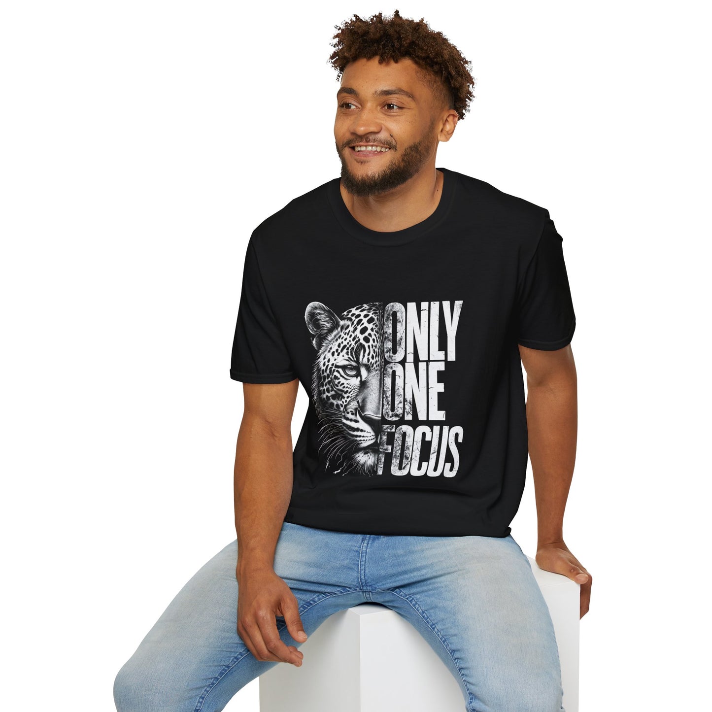 Only One Focus Leopard Graphic T-Shirt - Unisex Softstyle Tee for Animal Lovers