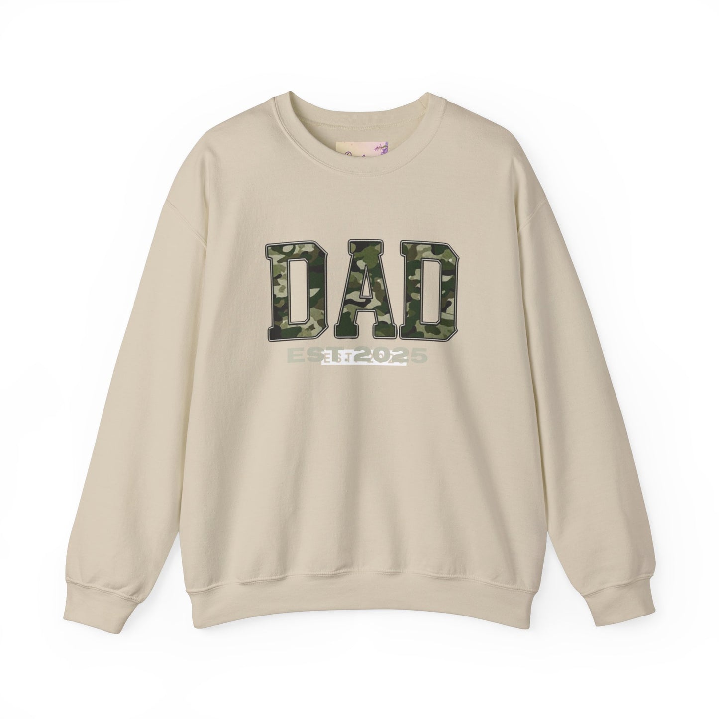 Camo Dad Crewneck Sweatshirt, Perfect Gift for New Dads, Family Gathering, Casual Style, Dad Established 2025, Unisex Sweatshirt