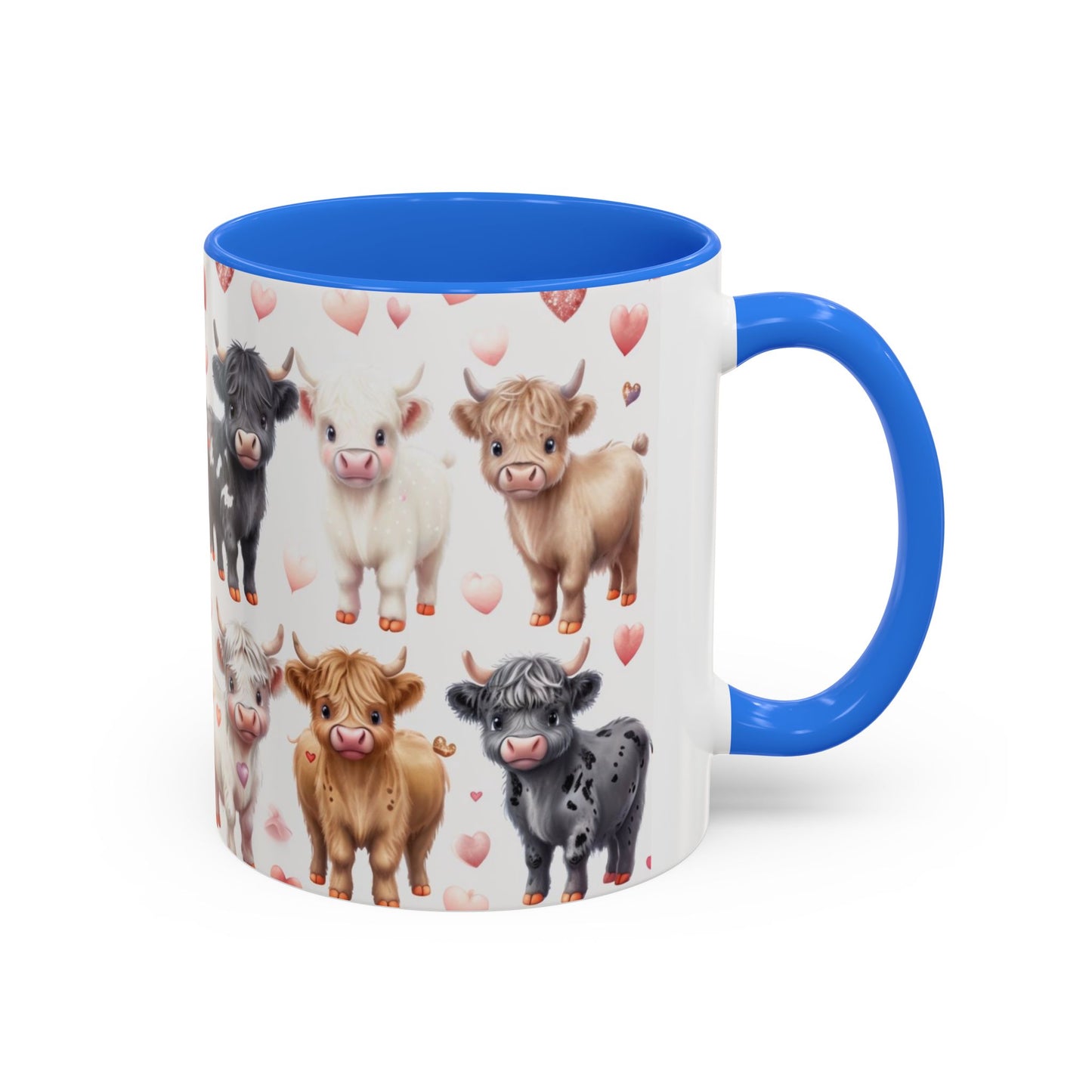 Valentines Mini Highland Cow Cermaic 11oz Color Mug Gift for Her, Him, Them, Child