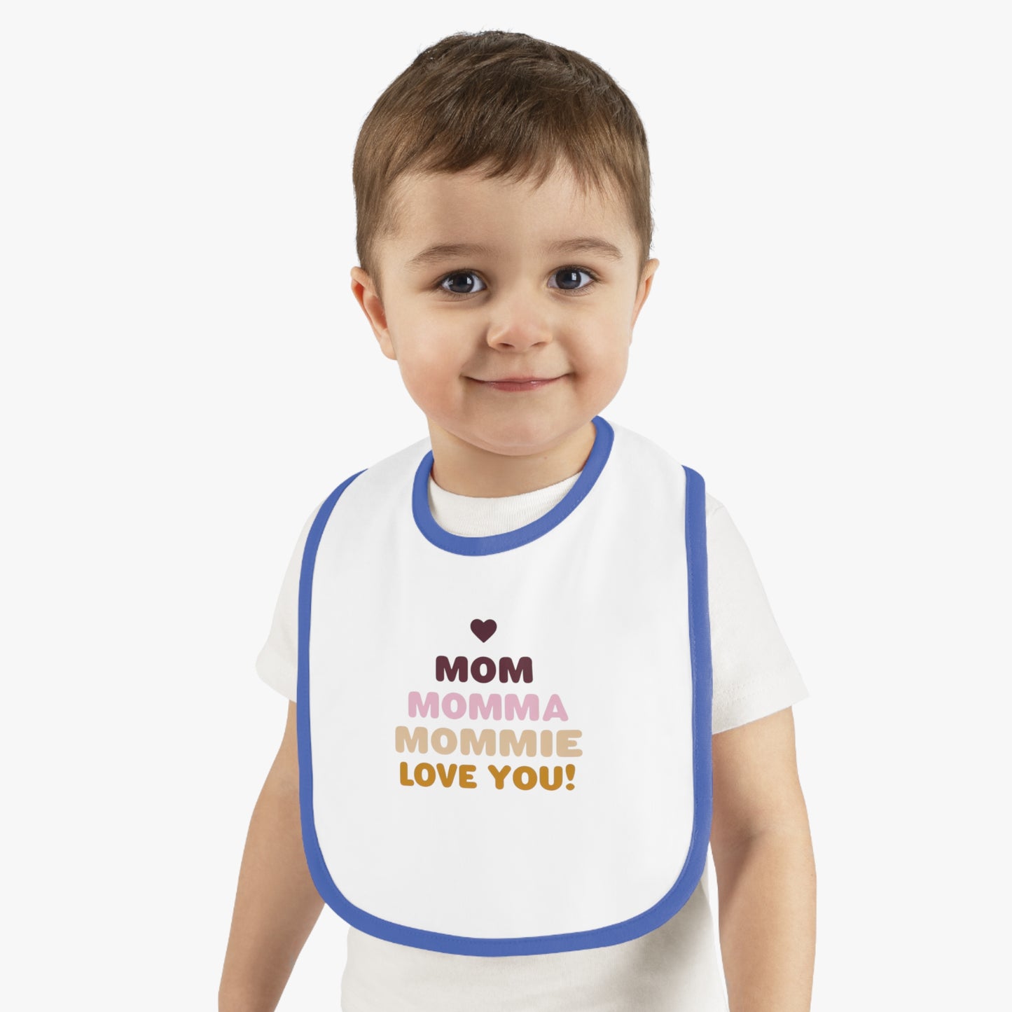 Cute 'Mom Love' Baby Bib – Perfect for New Moms and Gift Celebrations