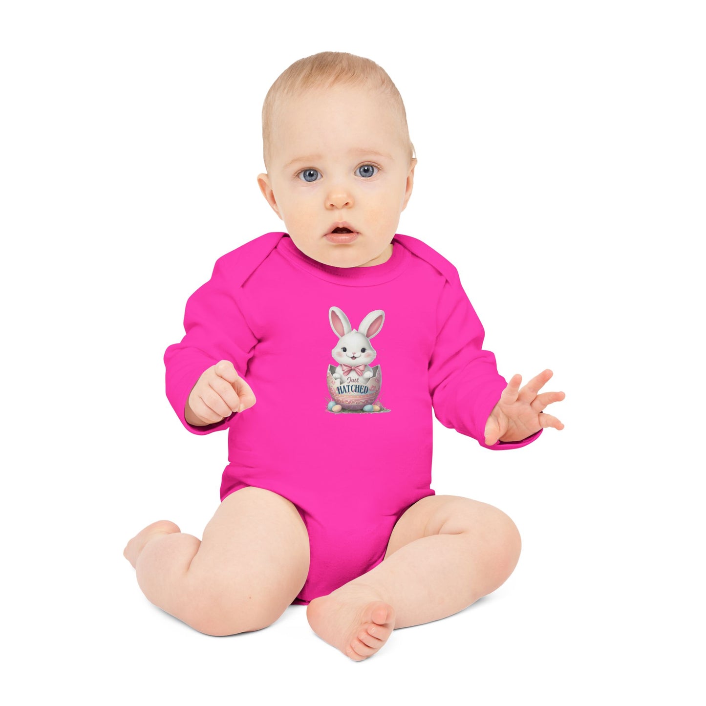 Cute Easter Bunny Organic Baby Bodysuit | Long Sleeve Infant Shirt