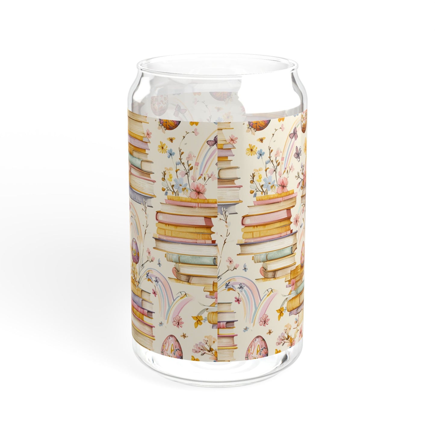 Easter Literary Garden Sipper Glass | 16oz Floral Book Design