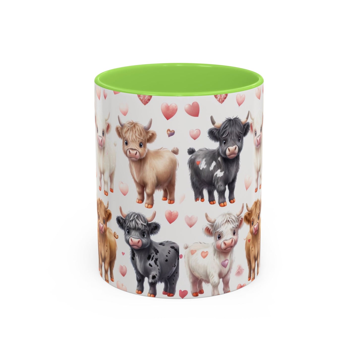 Valentines Mini Highland Cow Cermaic 11oz Color Mug Gift for Her, Him, Them, Child