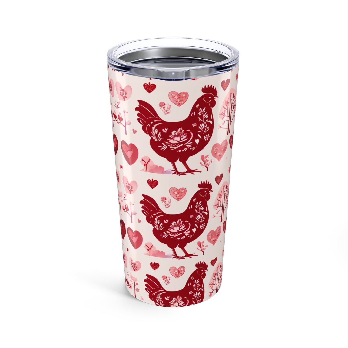 Personalized Chicken Valentine Tumbler, 20oz Insulated Cup Gift for Her Him Love Them Child, Custom Name, Stainless Steel Beverage