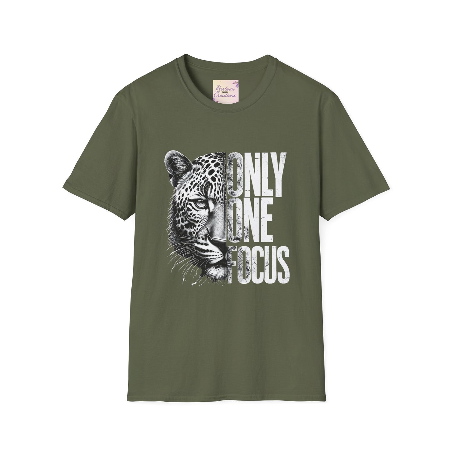 Only One Focus Leopard Graphic T-Shirt - Unisex Softstyle Tee for Animal Lovers