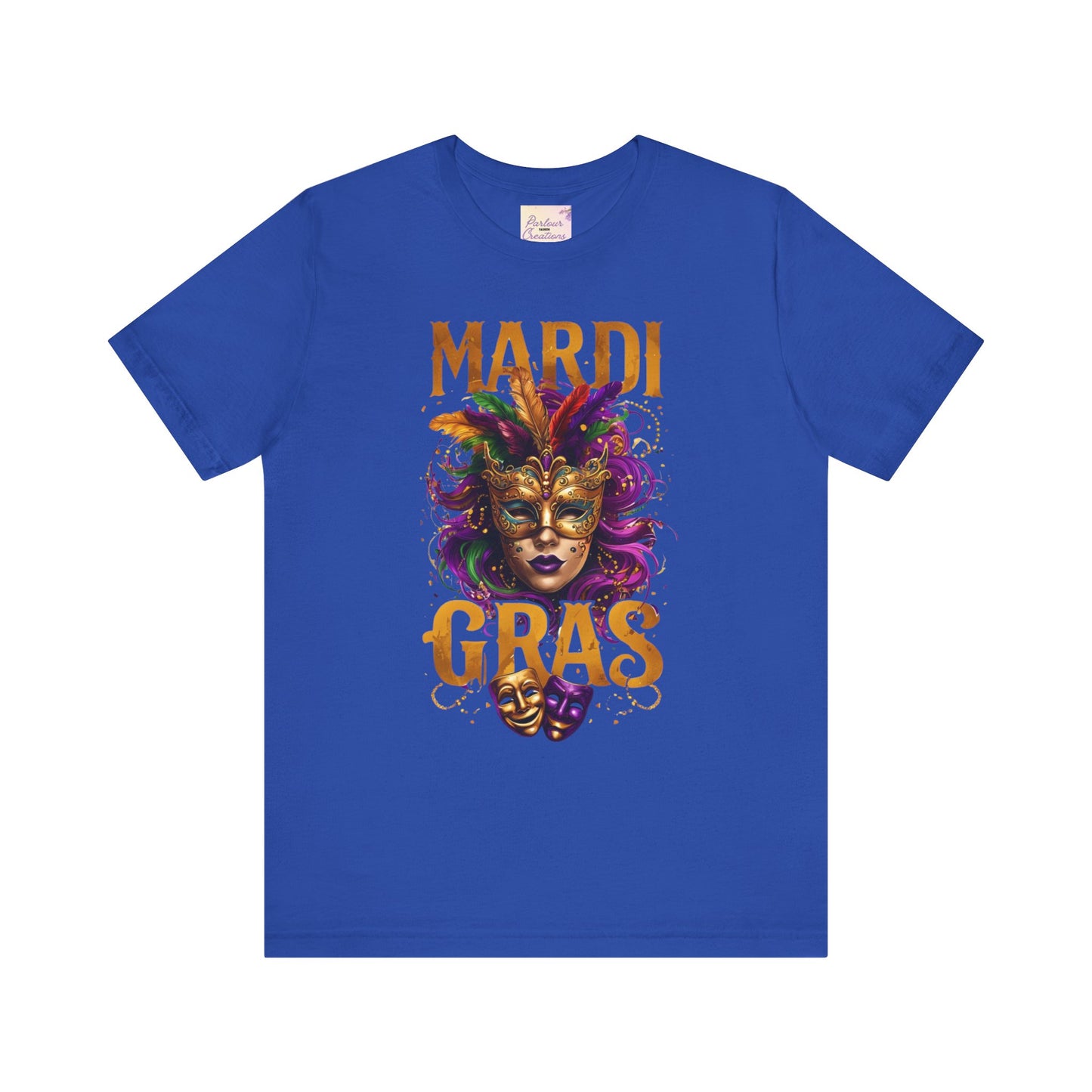 Mardi Gras Unisex Tee, festive t-shirt, carnival shirt, party apparel, mask design, celebration outfit