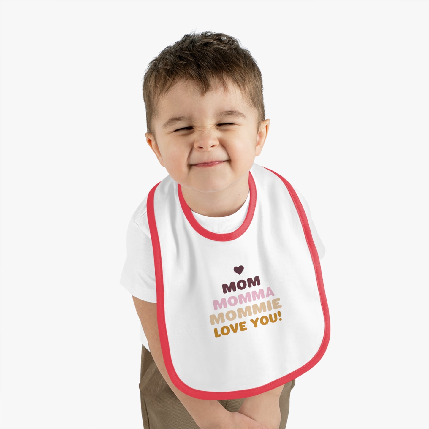 Cute 'Mom Love' Baby Bib – Perfect for New Moms and Gift Celebrations